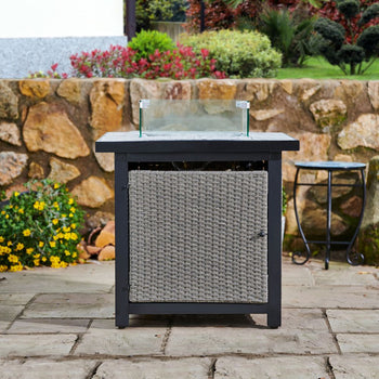 The magic of a warm gas firepit table, enhancing your  garden